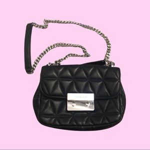 MK black quilted crossbody / shoulder bag